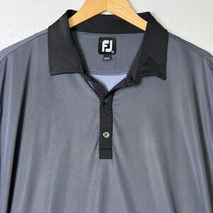 FootJoy Mens Golf Polo Black Gray‎ Microcheck Performance Shirt Size XL Stretch